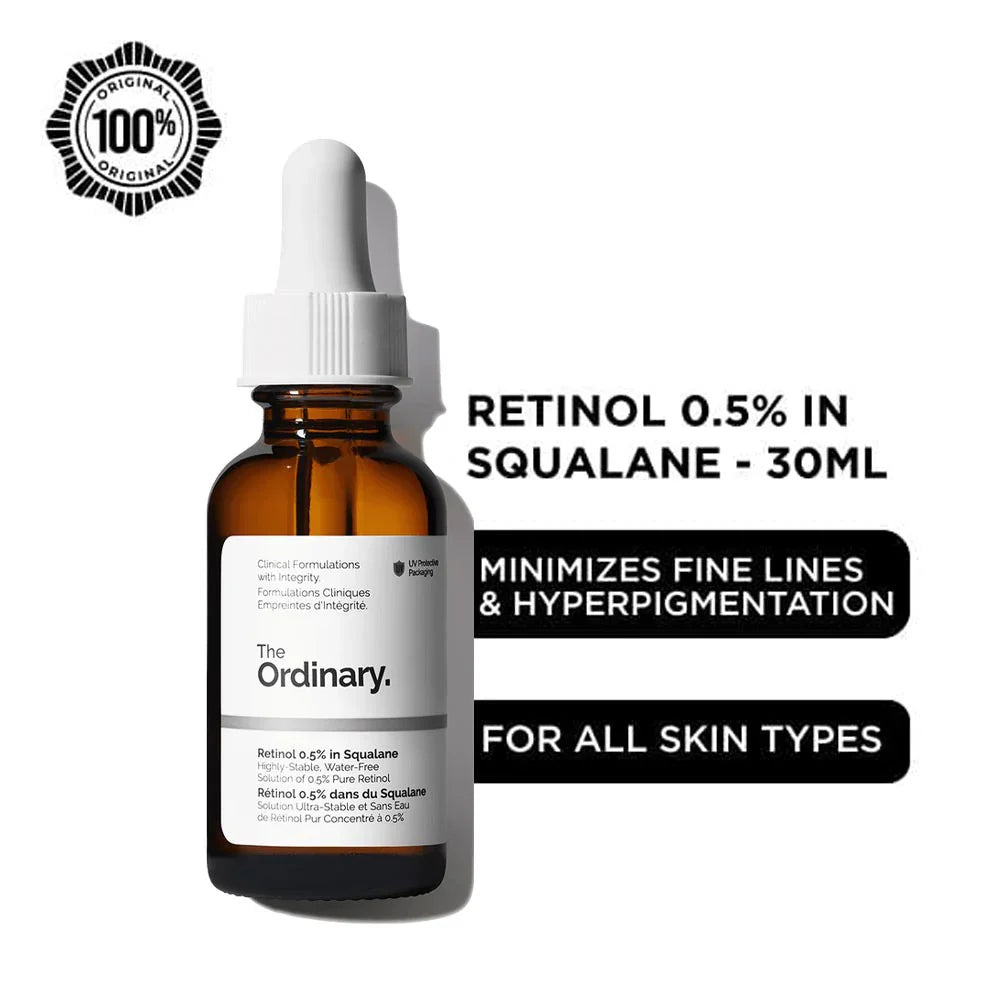 The Ordinary Retinol 0.5% in Squalane, Intermediate Retinol Serum 30 ml  for the Face That Is Anti-Aging and Skin Smoothing,