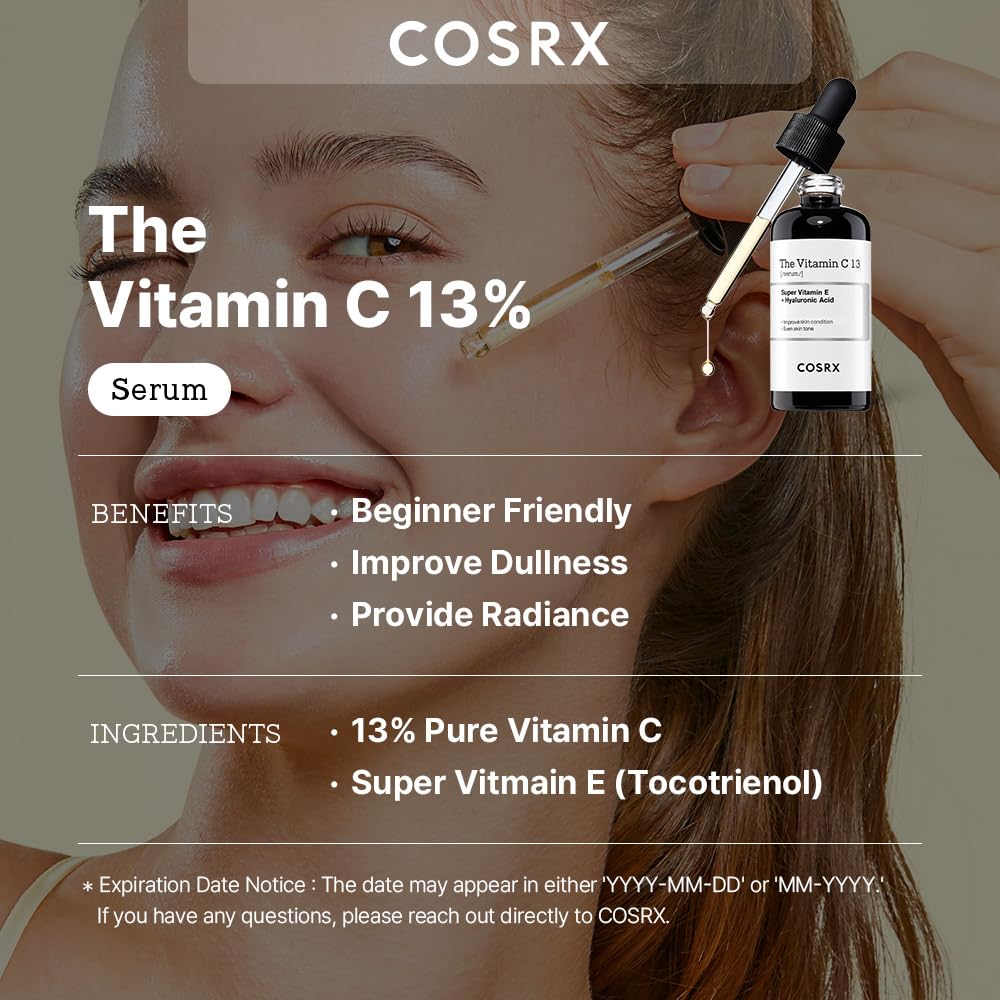 COSRX The Vitamin C 13% Super Vitamin E + Hyaluronic Acid Serum, 20 ML